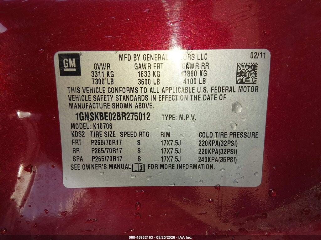 1GNSKBE02BR275012 2011 CHEVROLET TAHOE photo no. 9