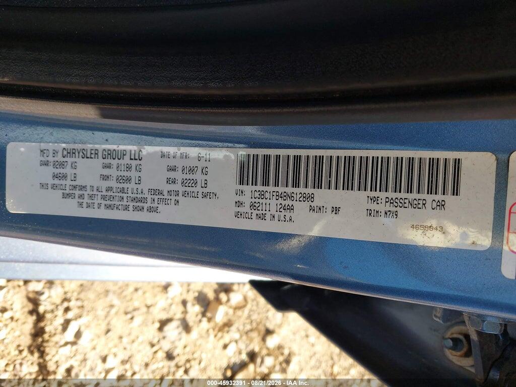 1C3BC1FB4BN612808 2011 CHRYSLER 200 photo no. 9