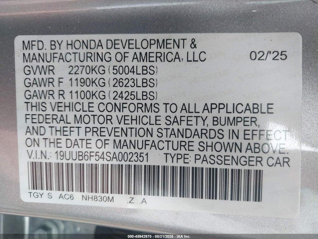 19UUB6F54SA002351 2025 ACURA TLX photo no. 9