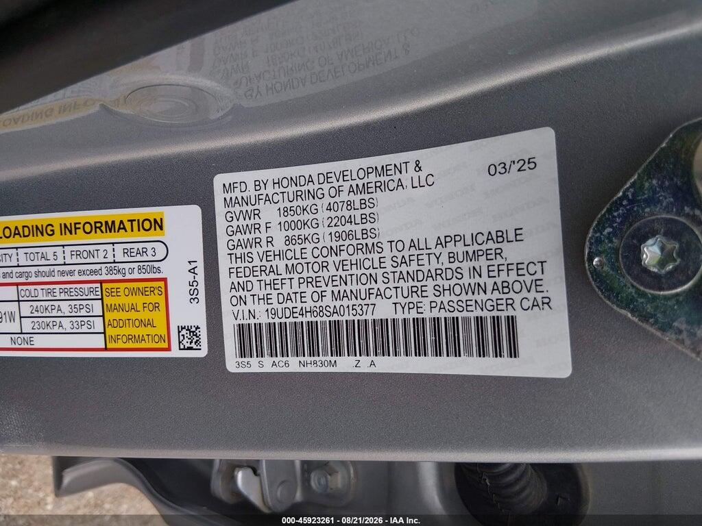 19UDE4H68SA015377 2025 ACURA INTEGRA photo no. 9