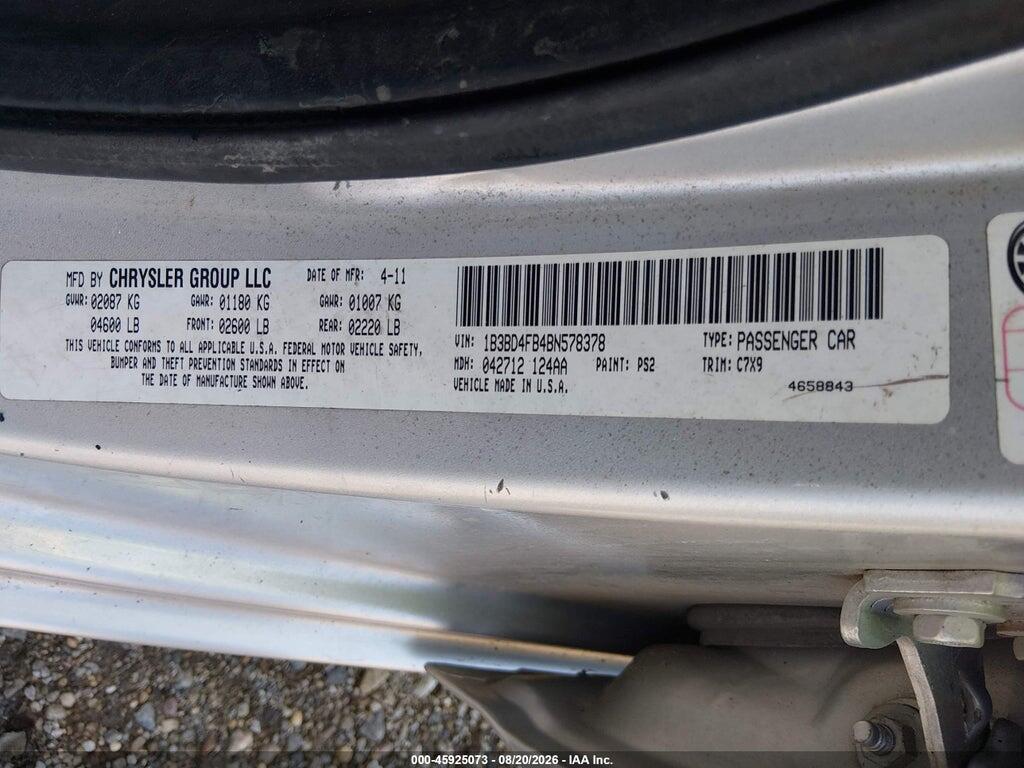 1B3BD4FB4BN578378 2011 DODGE AVENGER photo no. 9