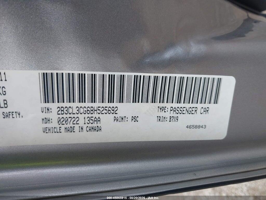 2B3CL3CG6BH525692 2011 DODGE CHARGER photo no. 9