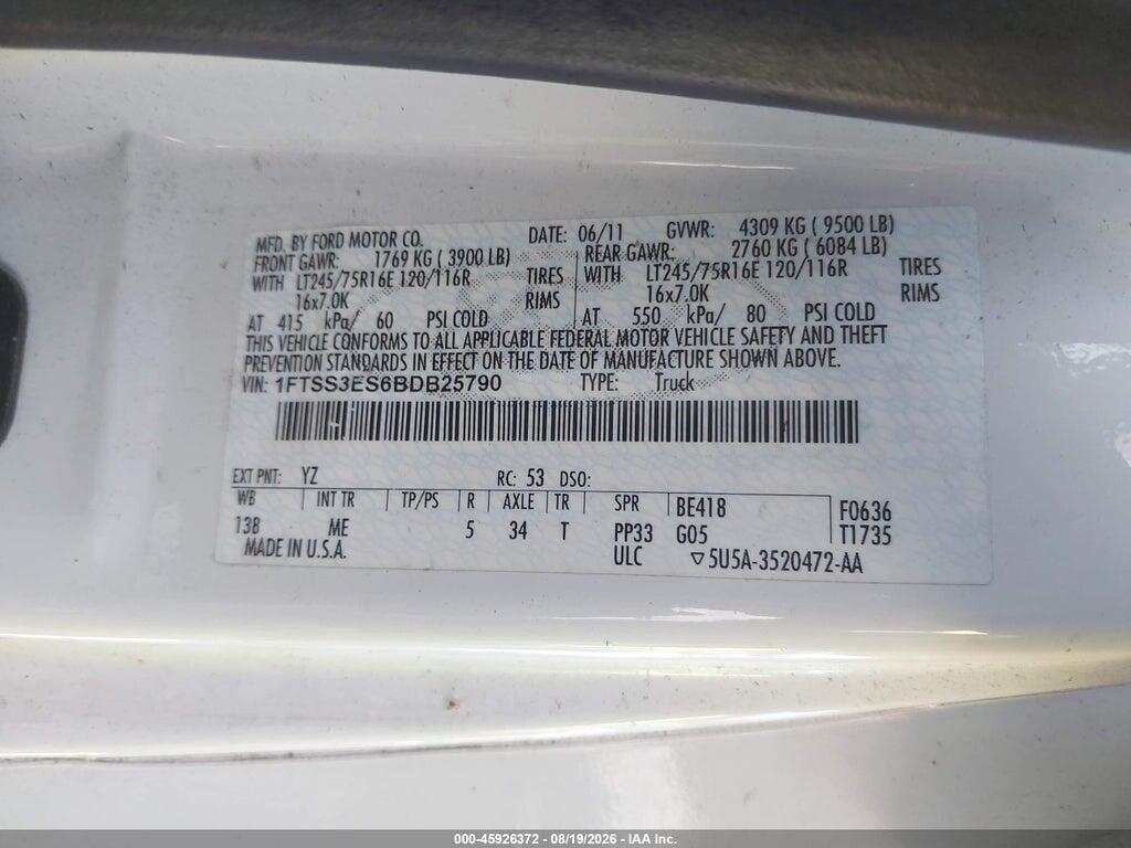 1FTSS3ES6BDB25790 2011 FORD E-350 SUPER DUTY photo no. 9