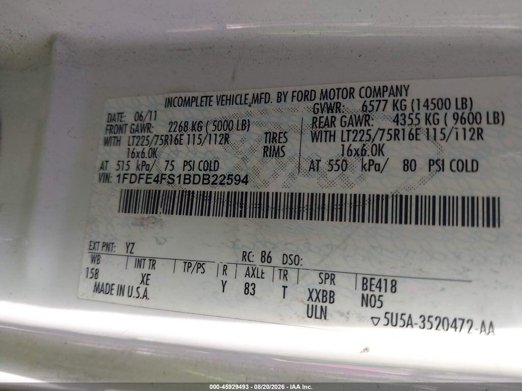 1FDFE4FS1BDB22594 2011 FORD ECONOLINE COMMERCIAL CUTAWAY photo no. 8