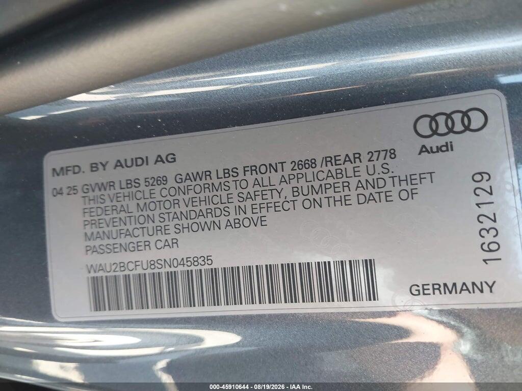 WAU2BCFU8SN045835 2025 AUDI ALL-NEW A5 photo no. 9