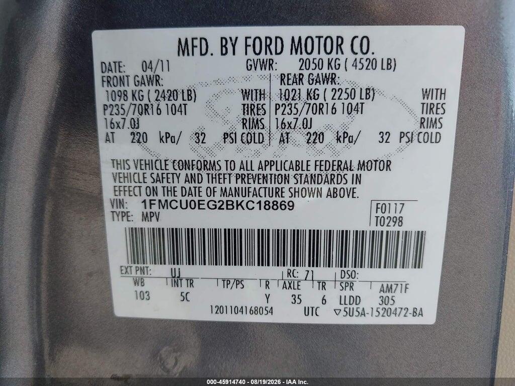 1FMCU0EG2BKC18869 2011 FORD ESCAPE photo no. 9