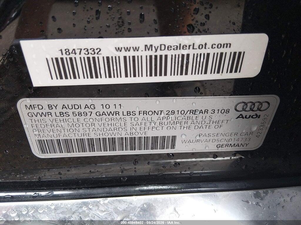 WAURVAFD5CN014733 2012 AUDI A8 L photo no. 9