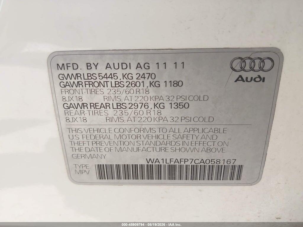 WA1LFAFP7CA058167 2012 AUDI Q5 photo no. 9