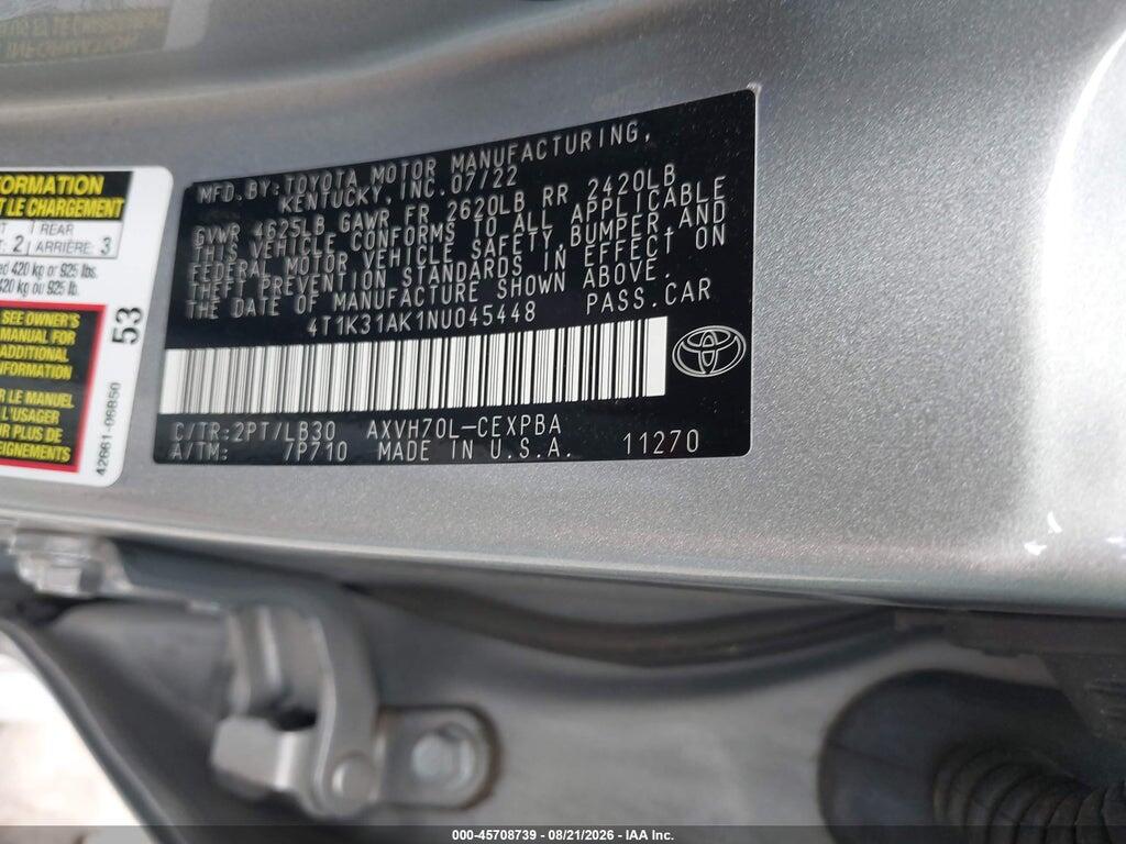 4T1K31AK1NU045448 2022 TOYOTA CAMRY photo no. 9