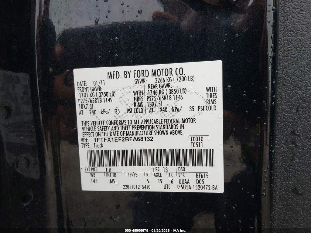 1FTFX1EF2BFA68132 2011 FORD F-150 photo no. 9