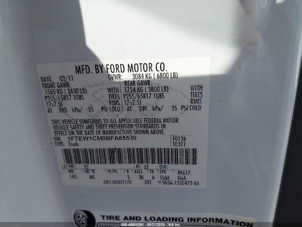 1FTEW1CM0BFA85530 2011 FORD F-150 photo no. 9