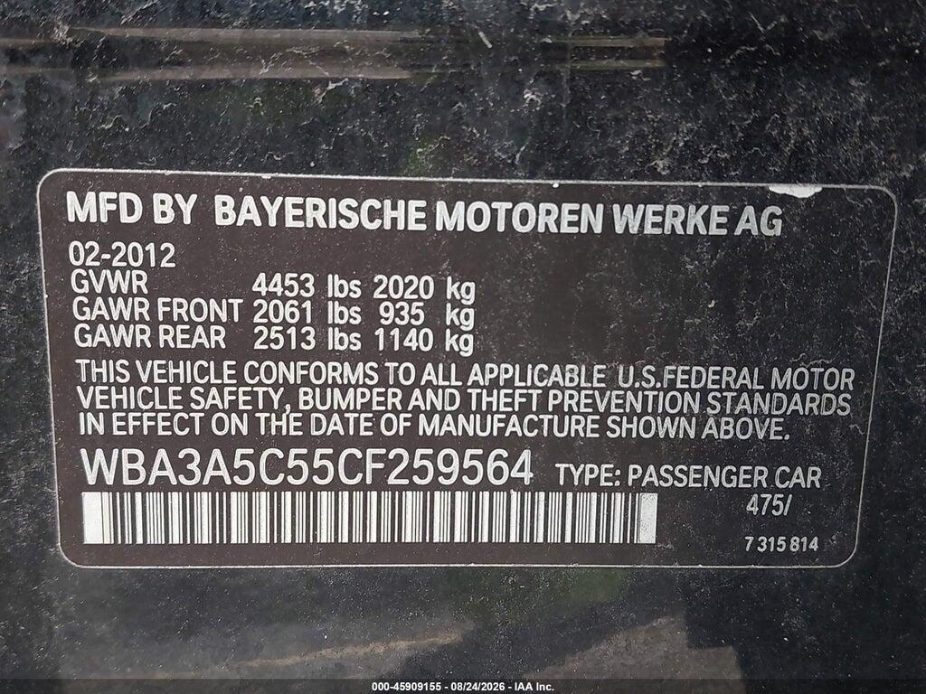 WBA3A5C55CF259564 2012 BMW 328I photo no. 9