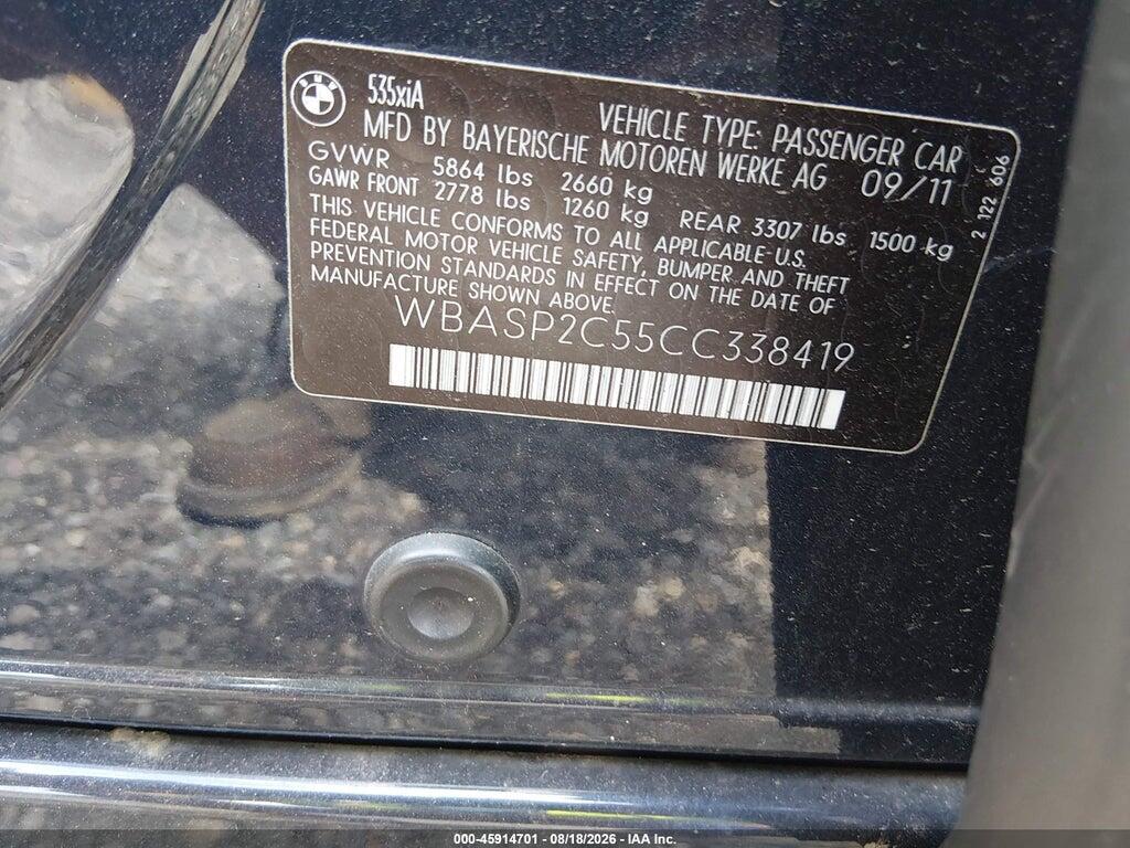 WBASP2C55CC338419 2012 BMW 535I GRAN TURISMO photo no. 9