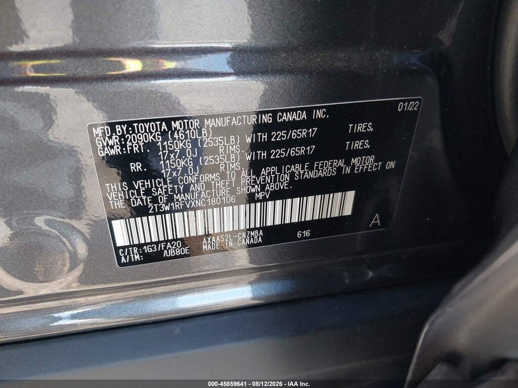 2T3W1RFVXNC180106 2022 TOYOTA RAV4 photo no. 9