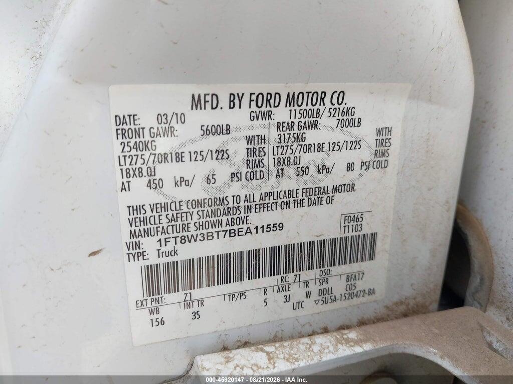 1FT8W3BT7BEA11559 2011 FORD F-350 photo no. 9