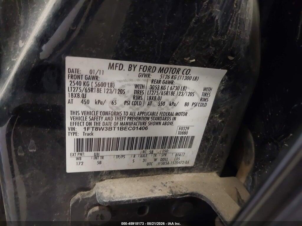 1FT8W3BT1BEC01406 2011 FORD F-350 photo no. 9