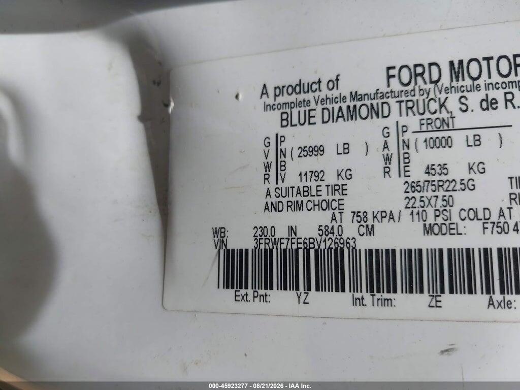 3FRWF7FE6BV126963 2011 FORD F-750 photo no. 8