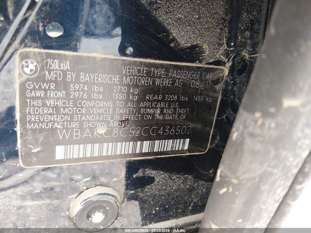 WBAKC8C52CC436502 2012 BMW 750LI photo no. 9