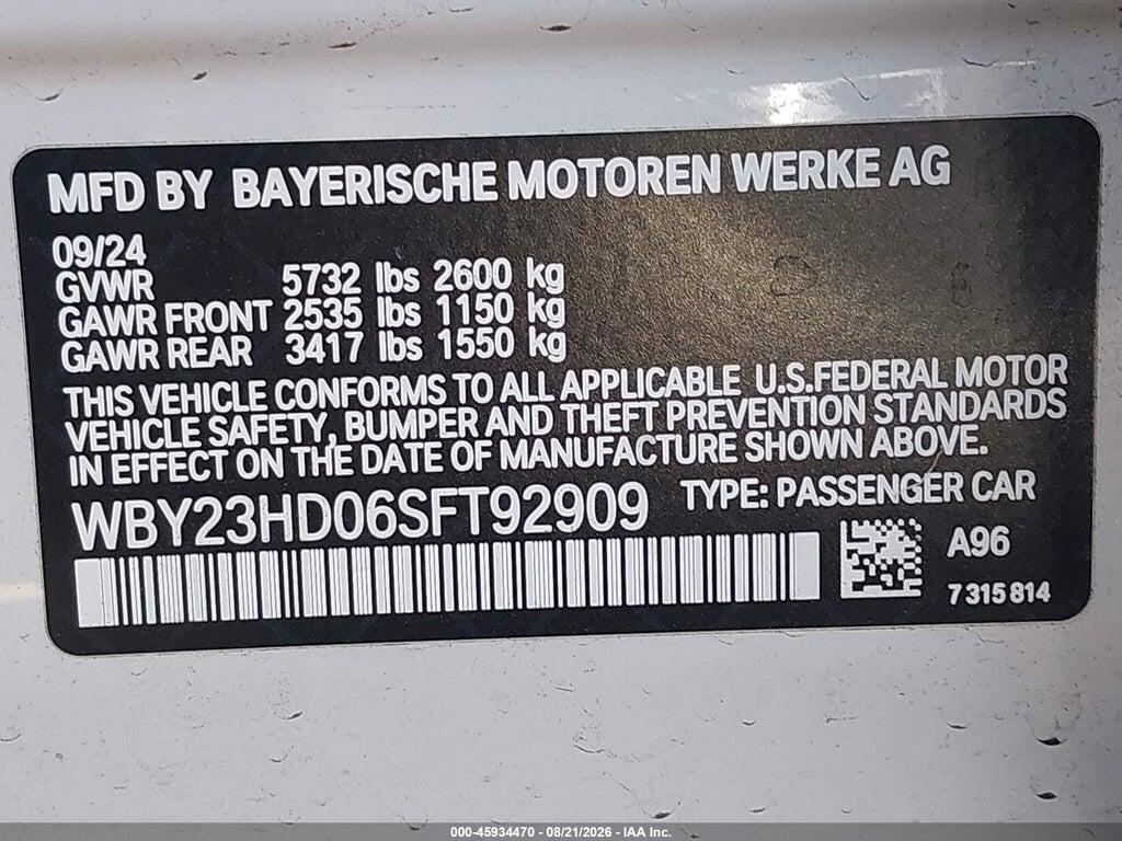 WBY23HD06SFT92909 2025 BMW I4 GRAN COUPE photo no. 9