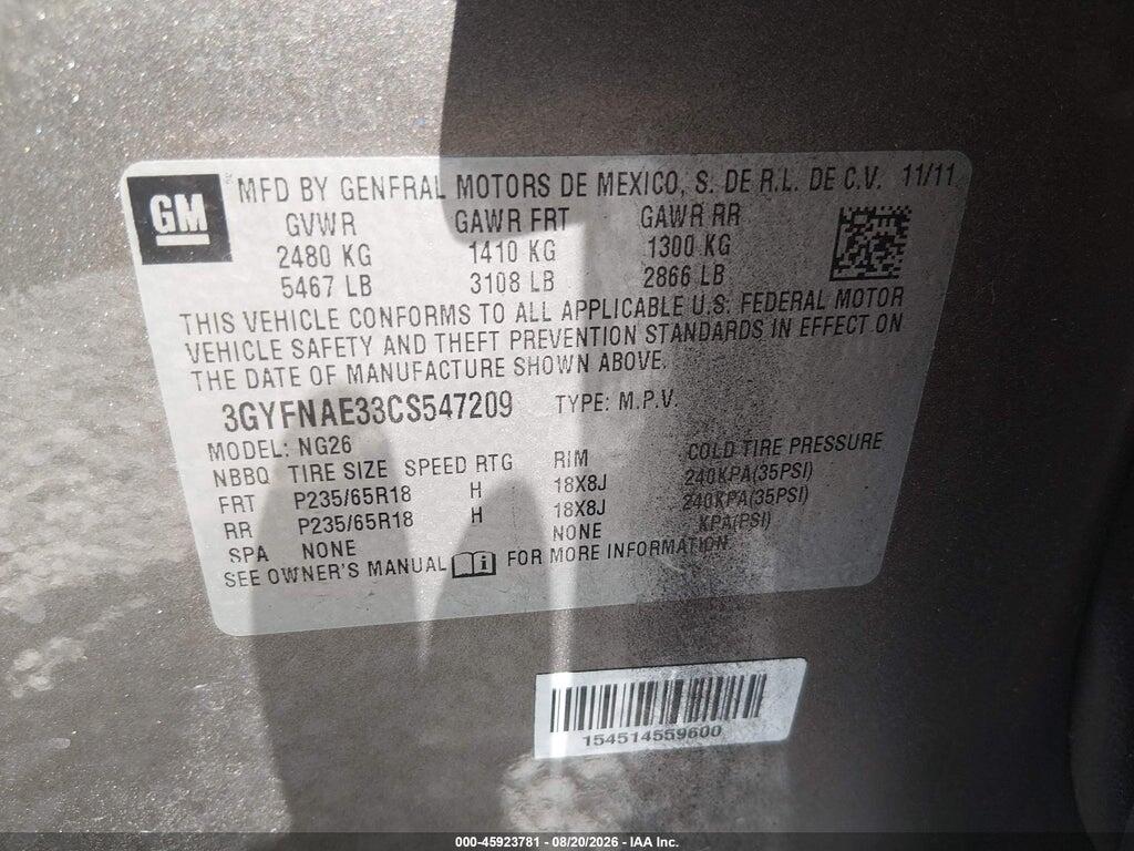 3GYFNAE33CS547209 2012 CADILLAC SRX photo no. 9