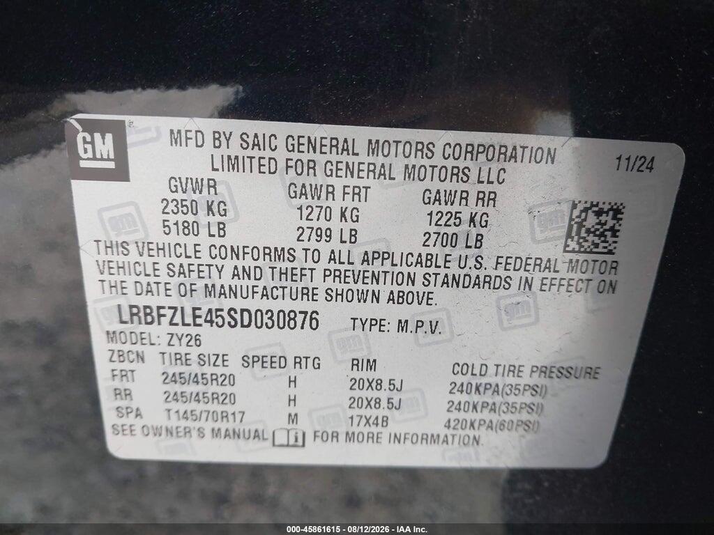 LRBFZLE45SD030876 2025 BUICK ENVISION photo no. 9