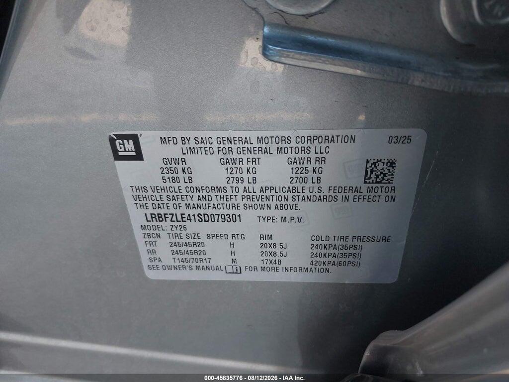 LRBFZLE41SD079301 2025 BUICK ENVISION photo no. 9