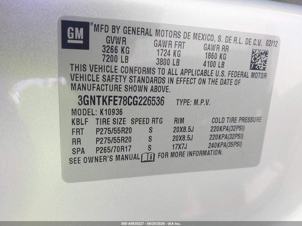 3GNTKFE78CG226536 2012 CHEVROLET AVALANCHE photo no. 9