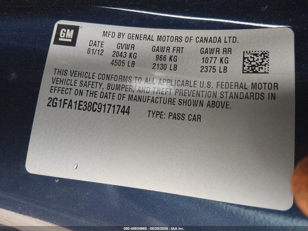 2G1FA1E38C9171744 2012 CHEVROLET CAMARO photo no. 9
