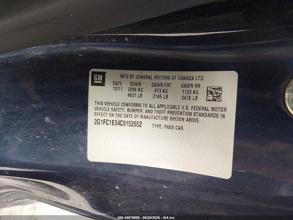 2G1FC1E34C9152652 2012 CHEVROLET CAMARO photo no. 9