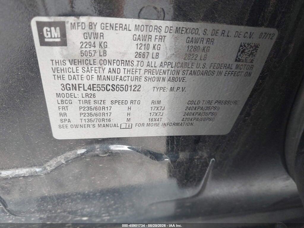 3GNFL4E55CS650122 2012 CHEVROLET CAPTIVA SPORT FLEET photo no. 9