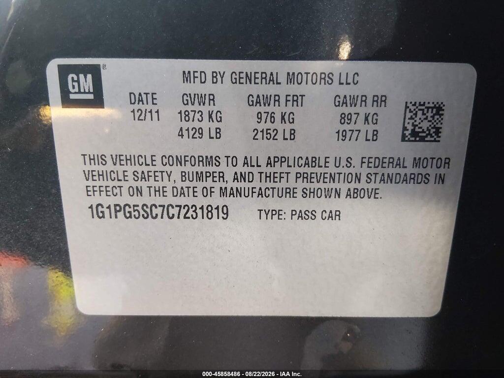 1G1PG5SC7C7231819 2012 CHEVROLET CRUZE photo no. 9