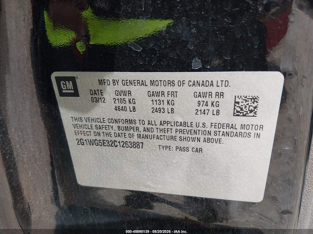 2G1WG5E32C1263887 2012 CHEVROLET IMPALA photo no. 9