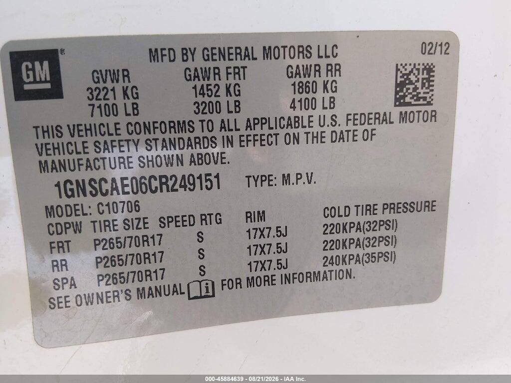 1GNSCAE06CR249151 2012 CHEVROLET TAHOE photo no. 9