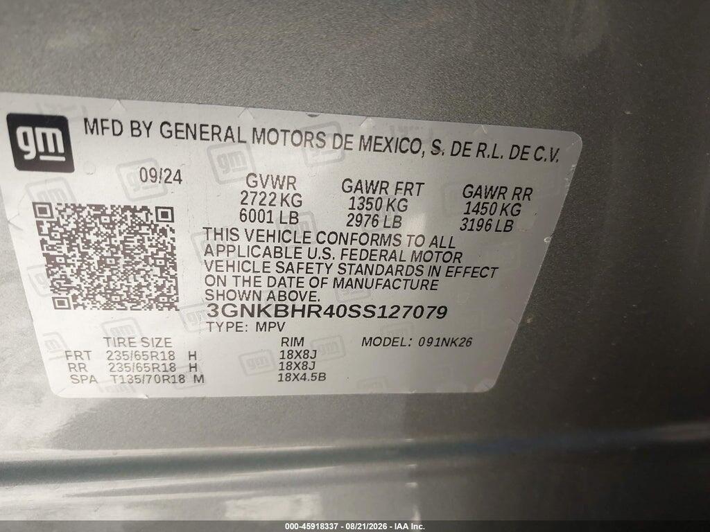 3GNKBHR40SS127079 2025 CHEVROLET BLAZER photo no. 9