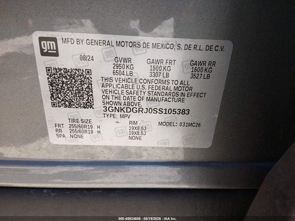 3GNKDGRJ0SS105383 2025 CHEVROLET BLAZER EV photo no. 9