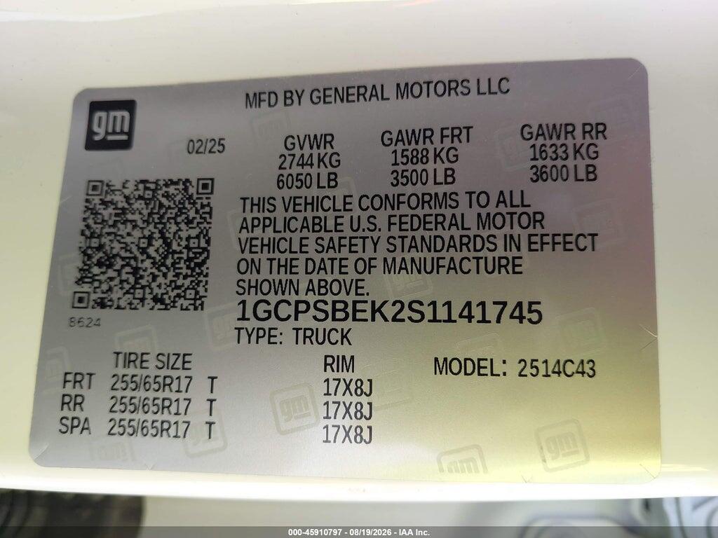 1GCPSBEK2S1141745 2025 CHEVROLET COLORADO photo no. 9