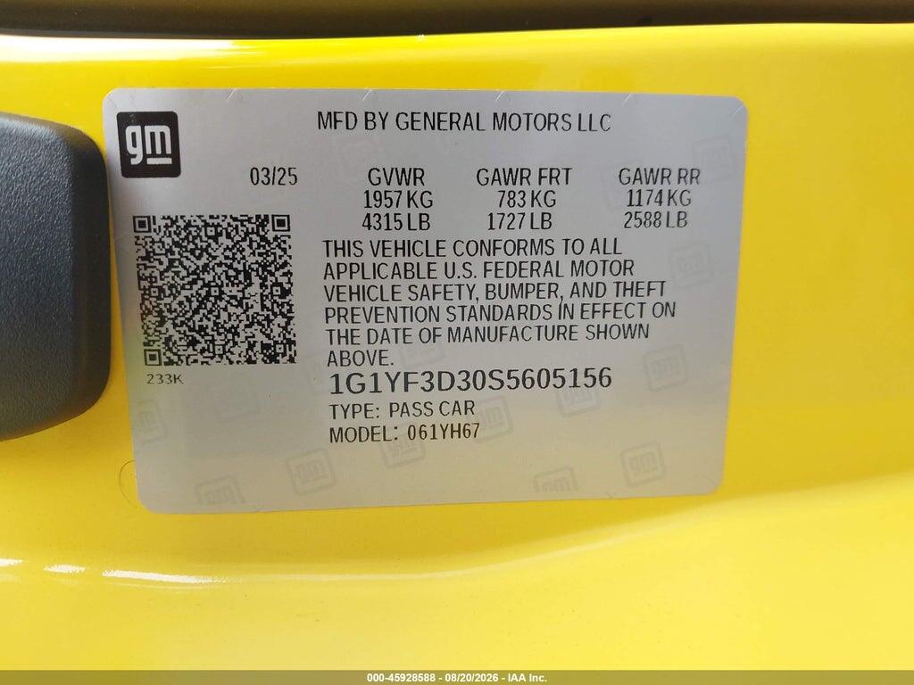1G1YF3D30S5605156 2025 CHEVROLET CORVETTE Z06 photo no. 9