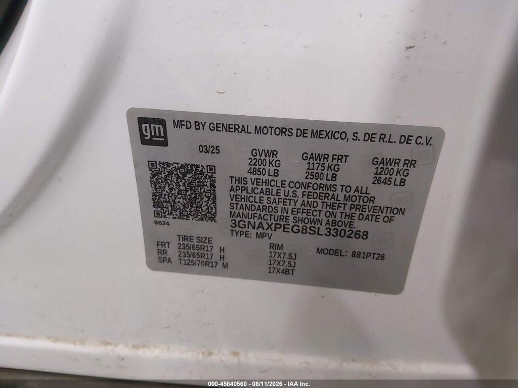 3GNAXPEG8SL330268 2025 CHEVROLET EQUINOX photo no. 9