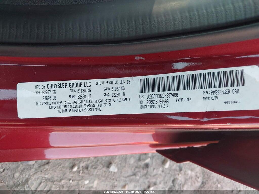 1C3CCBCB2CN297488 2012 CHRYSLER 200 photo no. 9