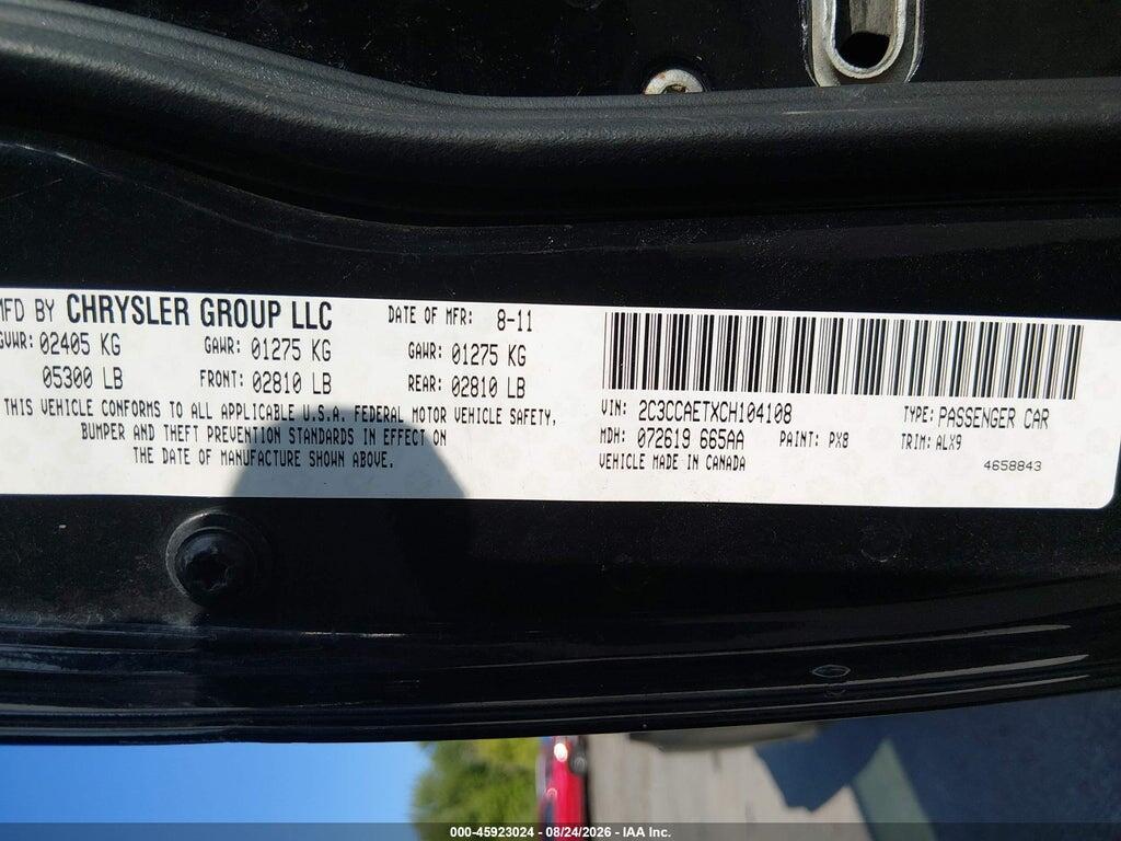 2C3CCAETXCH104108 2012 CHRYSLER 300C photo no. 9