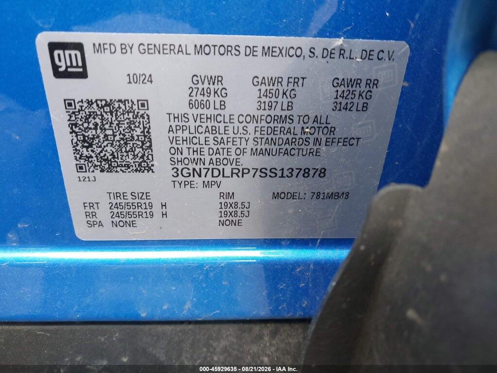 3GN7DLRP7SS137878 2025 CHEVROLET EQUINOX EV photo no. 9