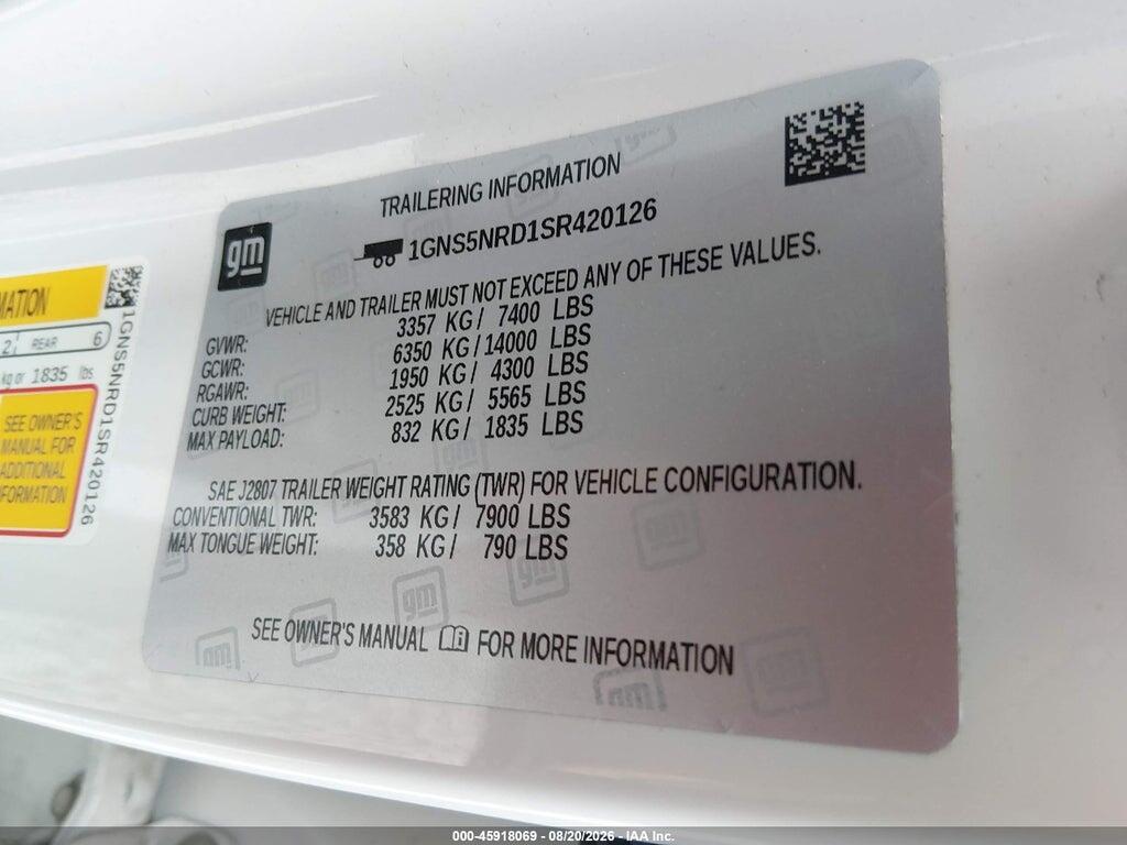 1GNS5NRD1SR420126 2025 CHEVROLET TAHOE photo no. 9