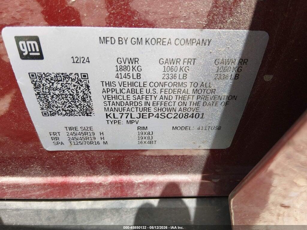 KL77LJEP4SC208401 2025 CHEVROLET TRAX photo no. 9