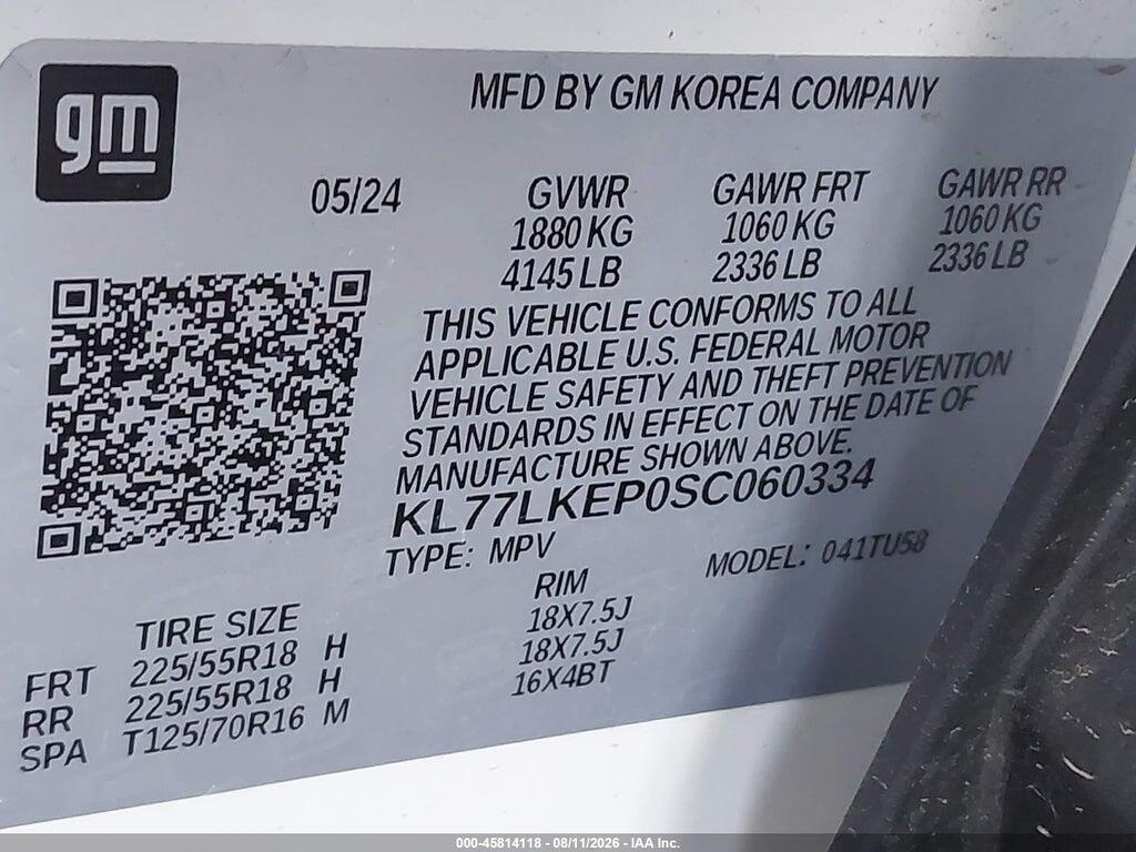 KL77LKEP0SC060334 2025 CHEVROLET TRAX photo no. 9