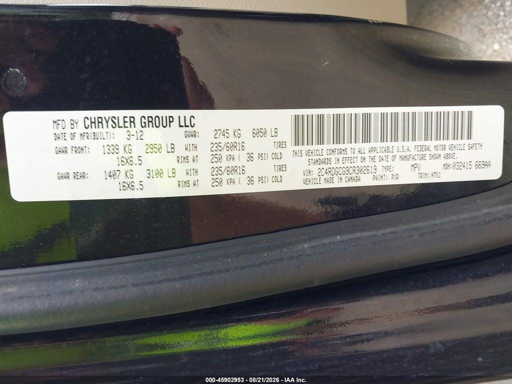 2C4RDGCG9CR302619 2012 DODGE GRAND CARAVAN photo no. 9