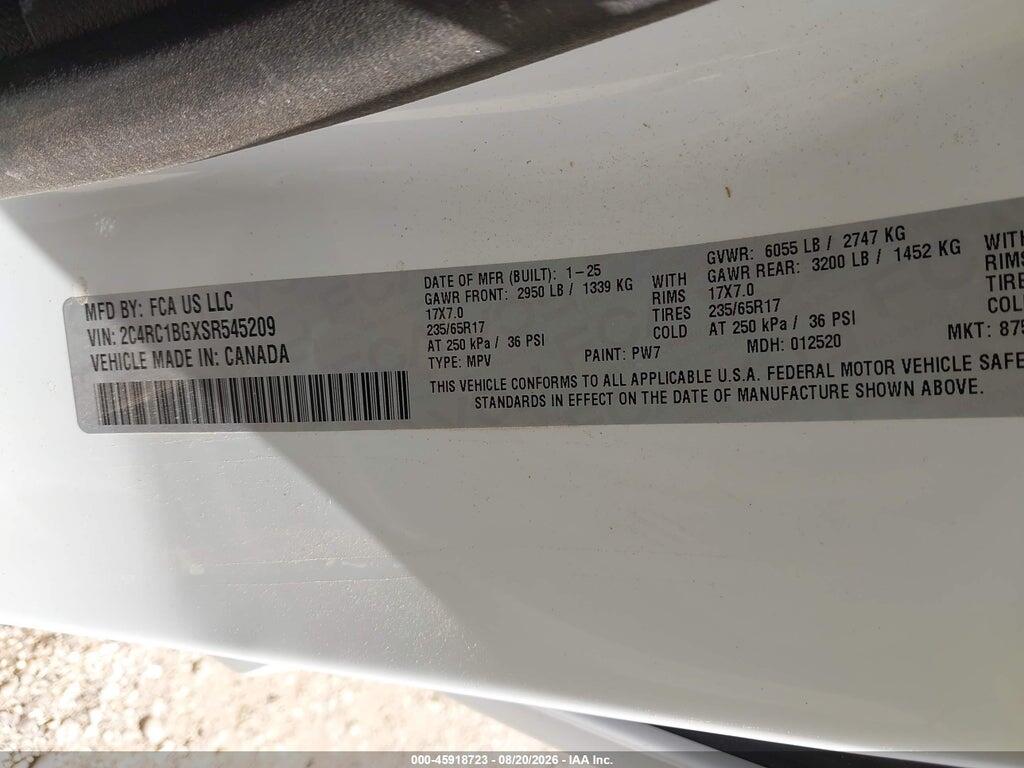2C4RC1BGXSR545209 2025 CHRYSLER PACIFICA photo no. 9