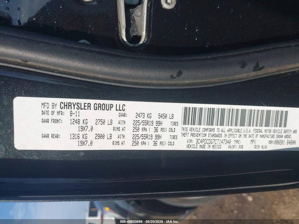 3C4PDCDG7CT147340 2012 DODGE JOURNEY photo no. 9