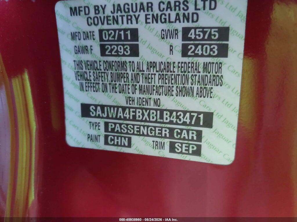 SAJWA4FBXBLB43471 2011 JAGUAR XK photo no. 9