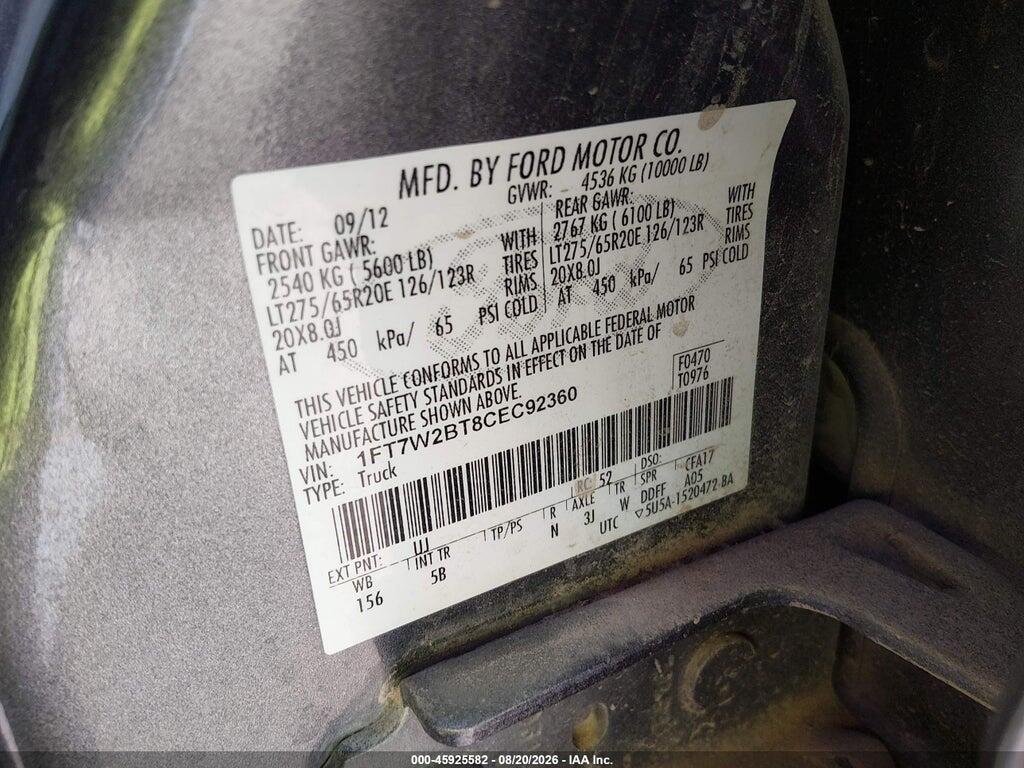 1FT7W2BT8CEC92360 2012 FORD F-250 photo no. 9