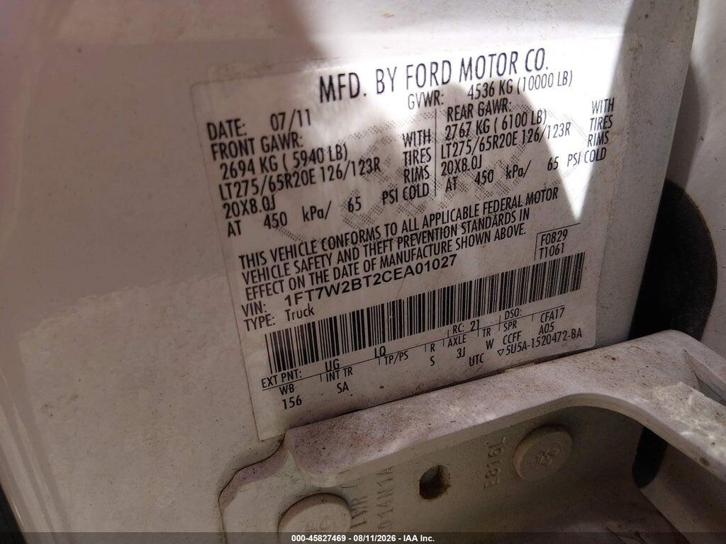 1FT7W2BT2CEA01027 2012 FORD F-250 photo no. 9